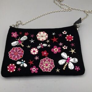 Chelsea28 Embellished Velvet Crossbody Butterflies and Flowers